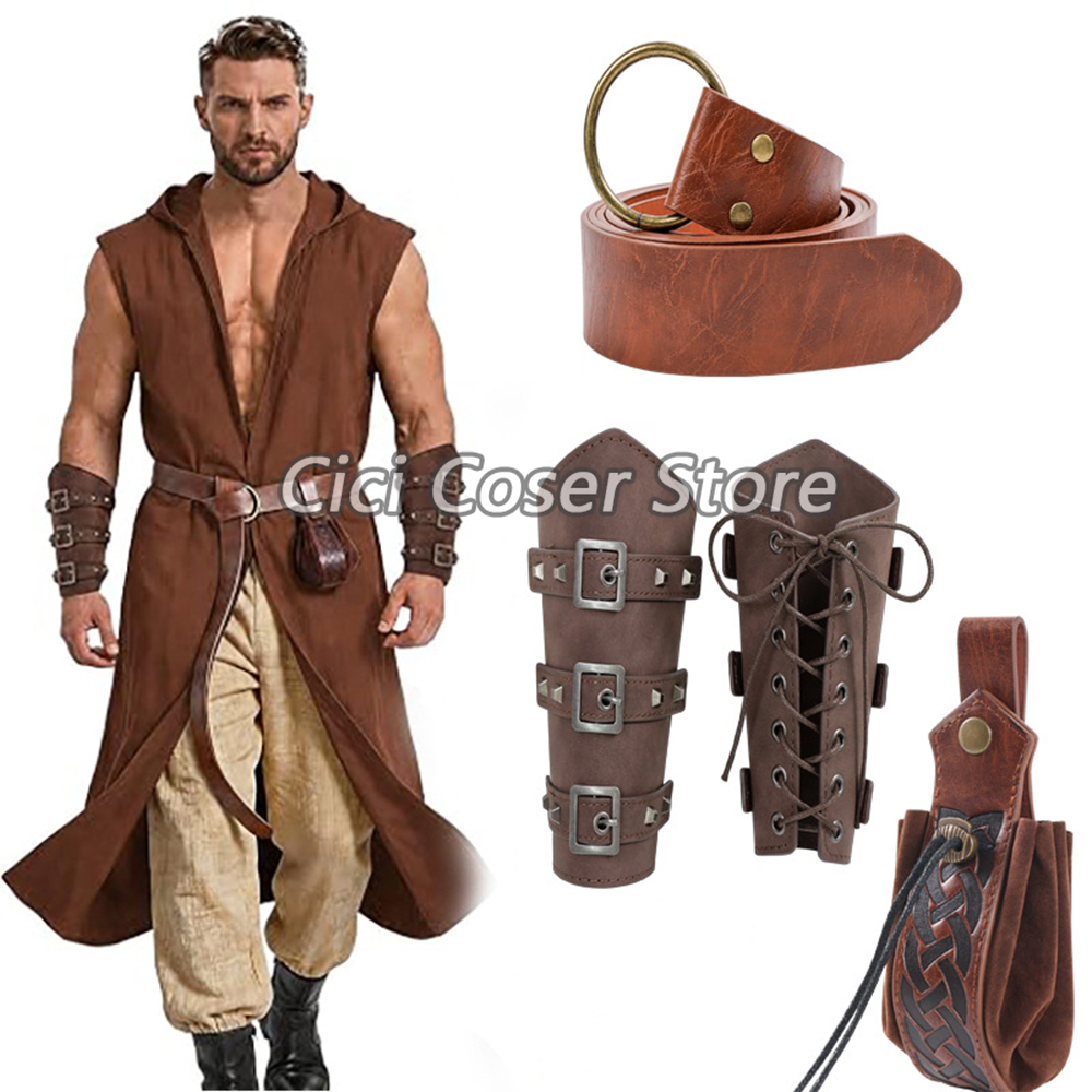 중세풍 PU 가죽 벨트, 팔 보호대, 허리 주머니 세트 - Cosplay Prop 리뷰 및 가격